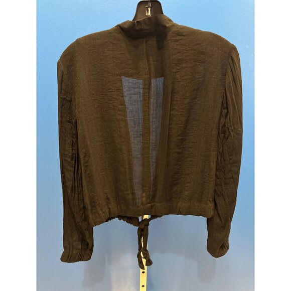 Relativity Womens Jet Black Sheer Long Sleeve Tie Waist Jacket PL - Picture 3 of 6